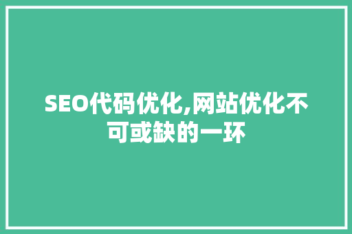 SEO代码优化,网站优化不可或缺的一环 电脑故障维修