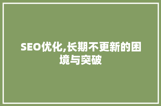 SEO优化,长期不更新的困境与突破 SEO优化,长期不更新的困境与突破