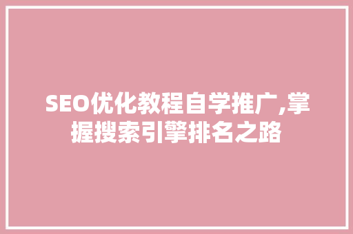 SEO优化教程自学推广,掌握搜索引擎排名之路
