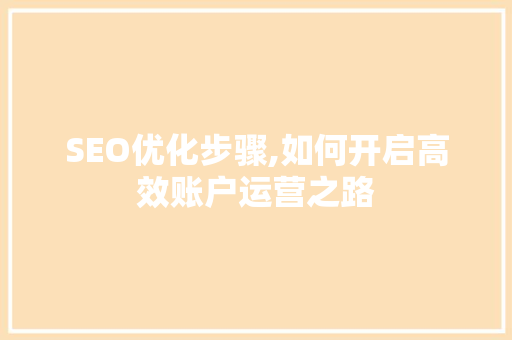SEO优化步骤,如何开启高效账户运营之路