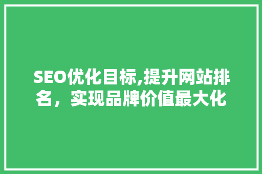 SEO优化目标,提升网站排名，实现品牌价值最大化