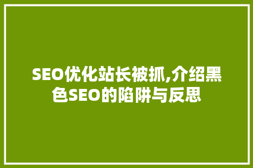 SEO优化站长被抓,介绍黑色SEO的陷阱与反思