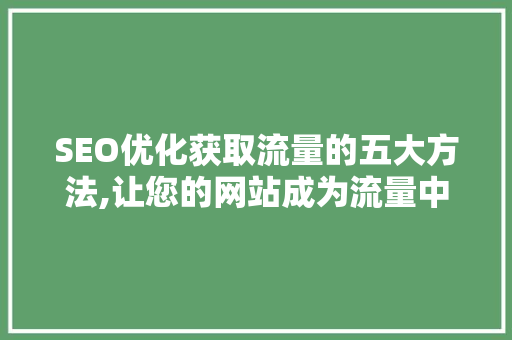 SEO优化获取流量的五大方法,让您的网站成为流量中心