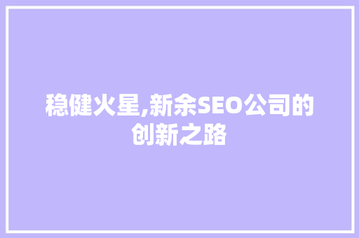 稳健火星,新余SEO公司的创新之路 电脑基础