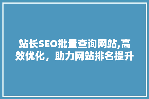 站长SEO批量查询网站,高效优化，助力网站排名提升