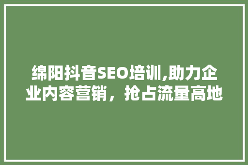 绵阳抖音SEO培训,助力企业内容营销，抢占流量高地 电脑配置