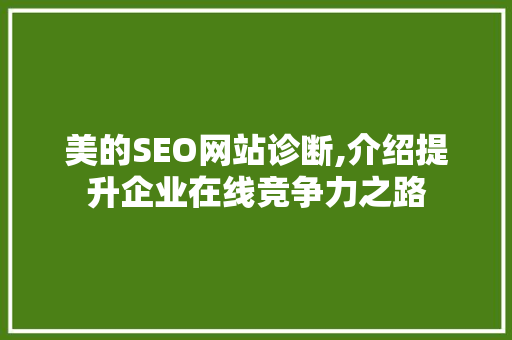 美的SEO网站诊断,介绍提升企业在线竞争力之路 操作系统