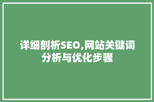 详细剖析SEO,网站关键词分析与优化步骤