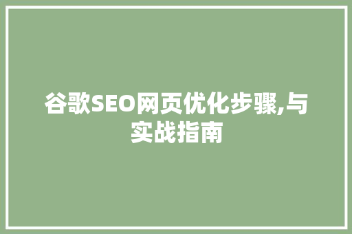 谷歌SEO网页优化步骤,与实战指南