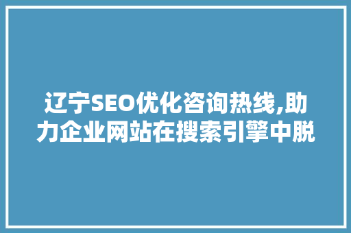 辽宁SEO优化咨询热线,助力企业网站在搜索引擎中脱颖而出