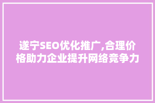 遂宁SEO优化推广,合理价格助力企业提升网络竞争力