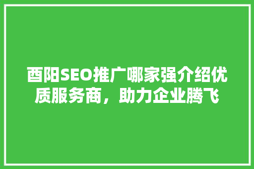 酉阳SEO推广哪家强介绍优质服务商,助力企业腾飞 酉阳SEO推广哪家强介绍优质服务商,助力企业腾飞