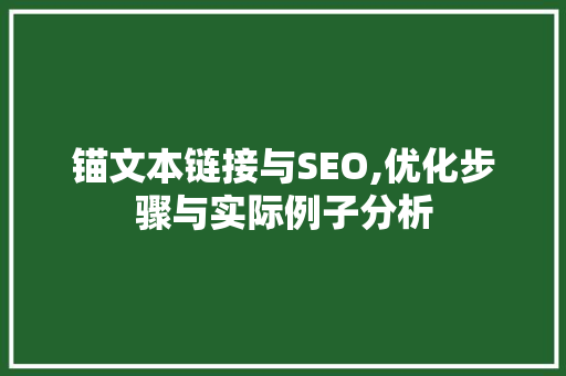 锚文本链接与SEO,优化步骤与实际例子分析