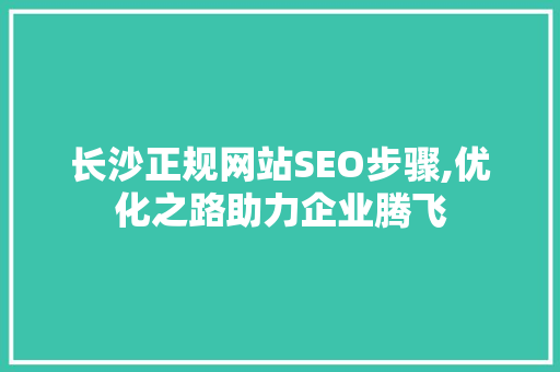 长沙正规网站SEO步骤,优化之路助力企业腾飞