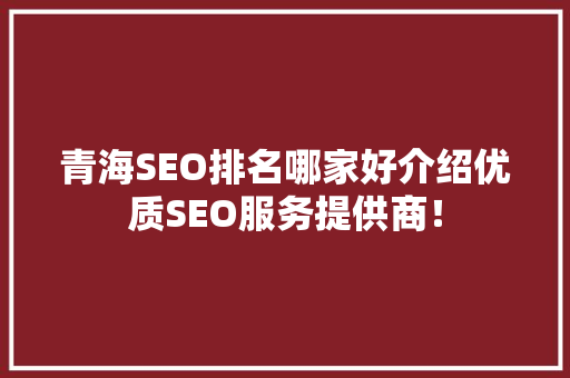 青海SEO排名哪家好介绍优质SEO服务提供商！