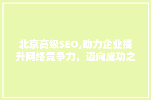北京高级SEO,助力企业提升网络竞争力，迈向成功之路 北京高级SEO,助力企业提升网络竞争力，迈向成功之路 操作系统
