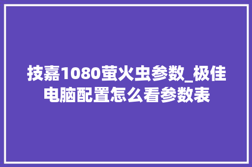 技嘉1080萤火虫参数_极佳电脑配置怎么看参数表