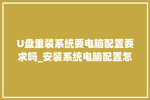 U盘重装系统要电脑配置要求吗_安装系统电脑配置怎么看的