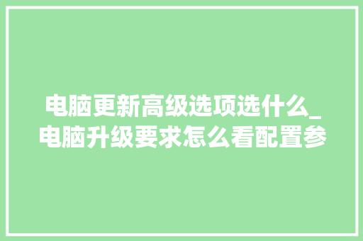 电脑更新高级选项选什么_电脑升级要求怎么看配置参数