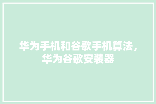 华为手机和谷歌手机算法，华为谷歌安装器