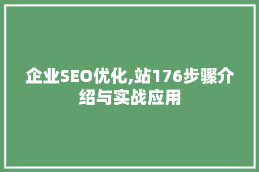 企业SEO优化,站176步骤介绍与实战应用