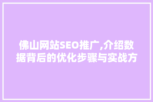 佛山网站SEO推广,介绍数据背后的优化步骤与实战方法
