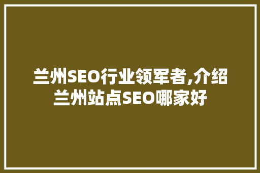 兰州SEO行业领军者,介绍兰州站点SEO哪家好