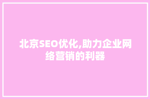 北京SEO优化,助力企业网络营销的利器
