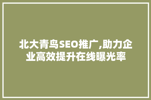 北大青鸟SEO推广,助力企业高效提升在线曝光率 北大青鸟SEO推广,助力企业高效提升在线曝光率