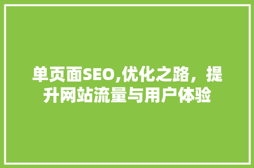单页面SEO,优化之路,提升网站流量与用户体验 单页面SEO,优化之路,提升网站流量与用户体验