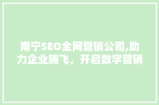 南宁SEO全网营销公司,助力企业腾飞，开启数字营销新篇章