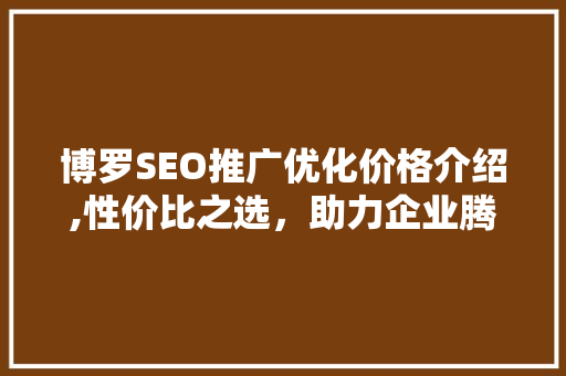 博罗SEO推广优化价格介绍,性价比之选，助力企业腾飞
