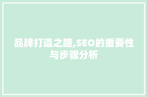 品牌打造之路,SEO的重要性与步骤分析
