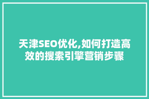 天津SEO优化,如何打造高效的搜索引擎营销步骤