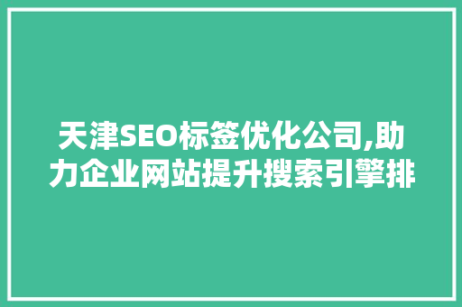 天津SEO标签优化公司,助力企业网站提升搜索引擎排名,抢占互联网市场先机 天津SEO标签优化公司,助力企业网站提升搜索引擎排名,抢占互联网市场先机