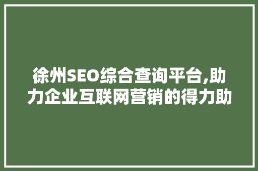 徐州SEO综合查询平台,助力企业互联网营销的得力助手
