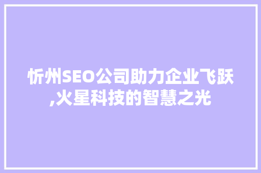 忻州SEO公司助力企业飞跃,火星科技的智慧之光