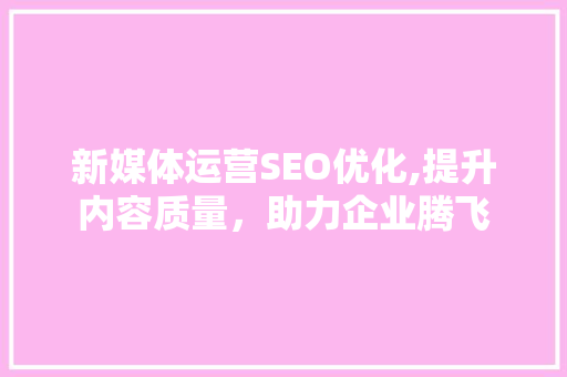 新媒体运营SEO优化,提升内容质量，助力企业腾飞