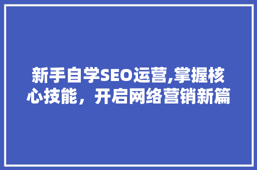 新手自学SEO运营,掌握核心技能，开启网络营销新篇章