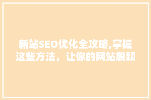 新站SEO优化全攻略,掌握这些方法，让你的网站脱颖而出