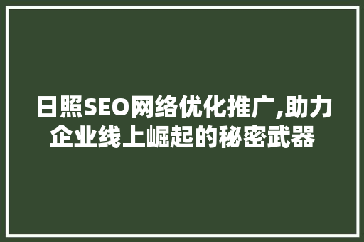 日照SEO网络优化推广,助力企业线上崛起的秘密武器