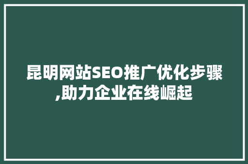 昆明网站SEO推广优化步骤,助力企业在线崛起