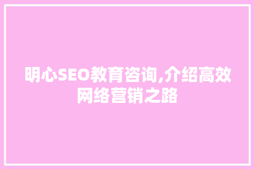 明心SEO教育咨询,介绍高效网络营销之路