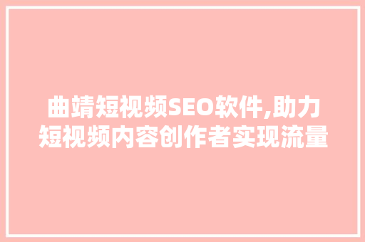 曲靖短视频SEO软件,助力短视频内容创作者实现流量倍增