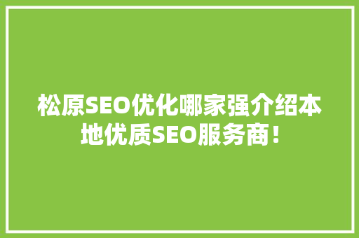 松原SEO优化哪家强介绍本地优质SEO服务商! 松原SEO优化哪家强介绍本地优质SEO服务商!