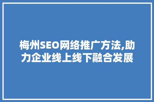 梅州SEO网络推广方法,助力企业线上线下融合发展