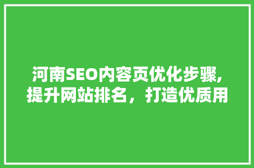河南SEO内容页优化步骤,提升网站排名，打造优质用户体验
