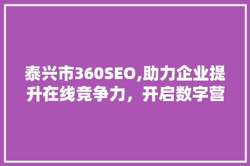 泰兴市360SEO,助力企业提升在线竞争力，开启数字营销新篇章 电脑基础