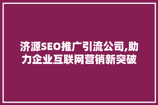 济源SEO推广引流公司,助力企业互联网营销新突破