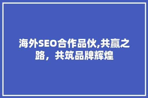 海外SEO合作品伙,共赢之路，共筑品牌辉煌